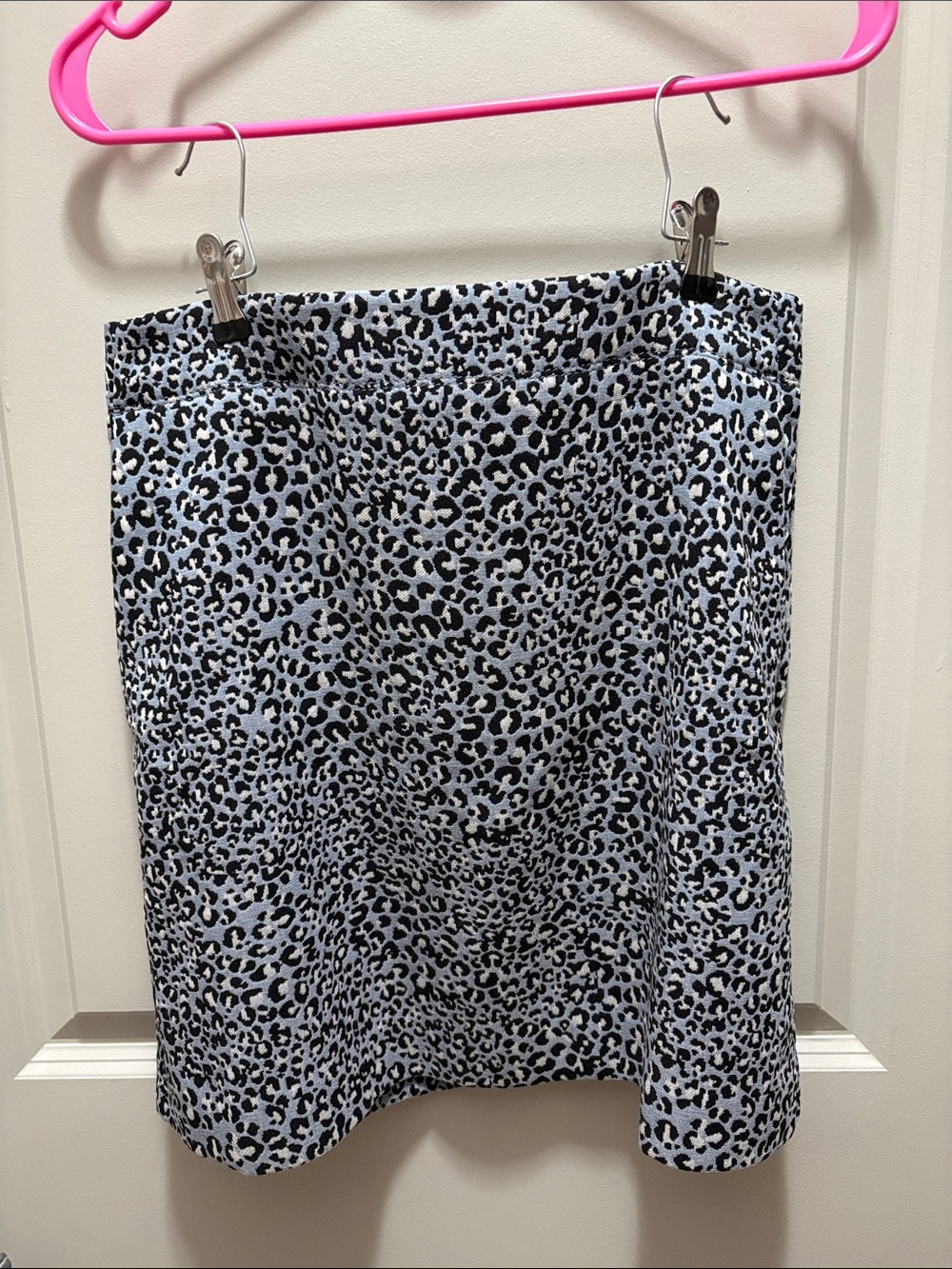 LOFT Light Blue and Black Leopard Print Mini Skirt